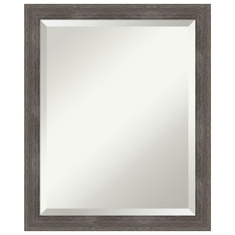 Pinstripe Lead Grey Beveled Wood Bathroom Wall Mirror