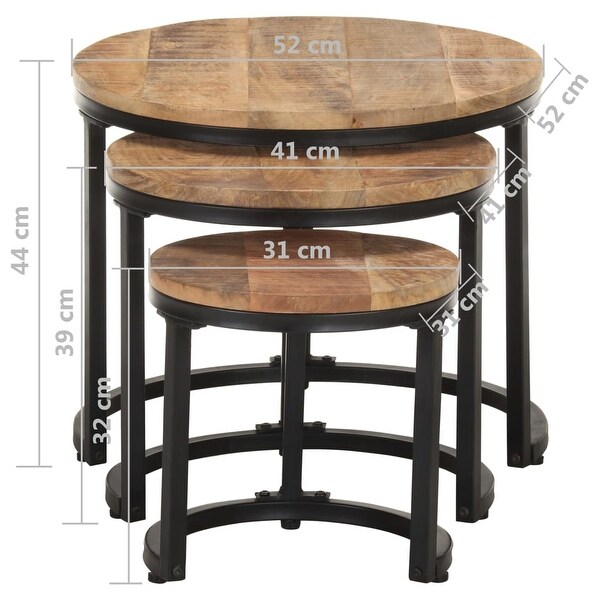 vidaXL Side Tables 3 pcs Rough Mango Wood