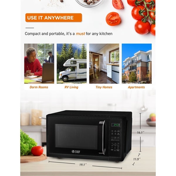 0.9 Cu.Ft Countertop Microwave Oven-Black