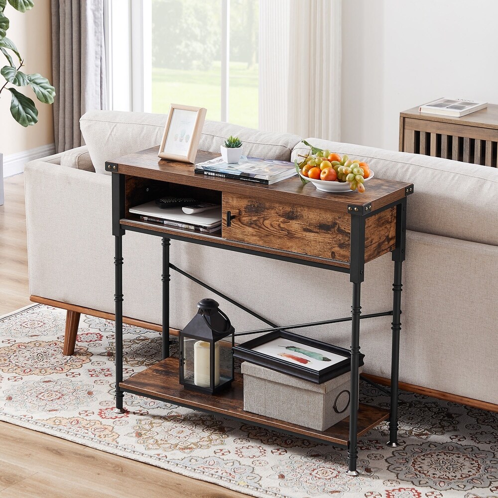 VECELO  Taomika Industrial Rustic Entryway/Console Sofa Table