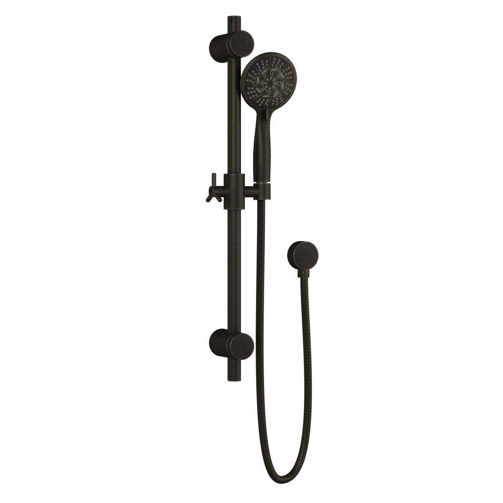 PULSE Showerspas Refuge 6-Spray Patterns with 1.8 GPM 10 in. Wall Mounted Dual Showerheads with Slide Bar and Valve in Oil-Rubbed Bronze 3006-ORB-1.8GPM