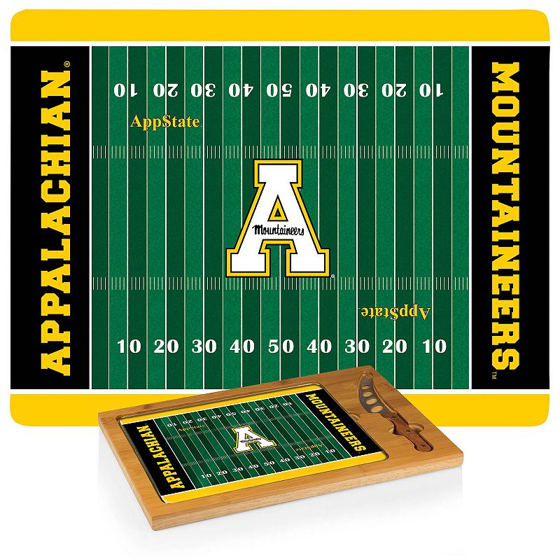 Picnic Time Appalachian State Mountaineers Icon Glass Top Cutting Board and Knife Set