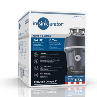 InSinkErator Evolution Compact Lift  Latch Quiet Series 34 HP Continuous Feed Garbage Disposal with Power Cord COMPACT WC