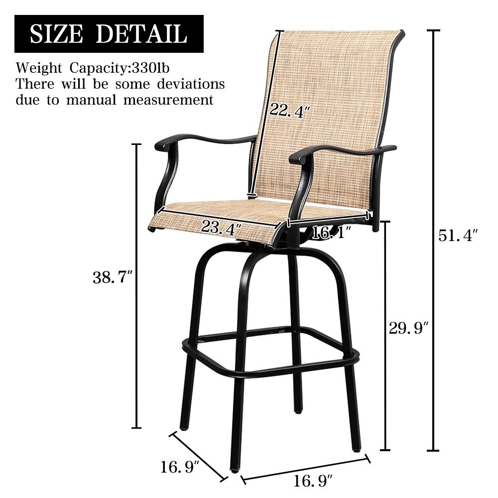 Winado 51in Outdoor bar High Bistro，3 Piece Patio Bar Set w/ Glss Table Top