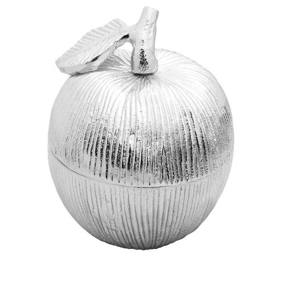 Classic Touch Silver Apple Shape Dish With Removable Honey Jar