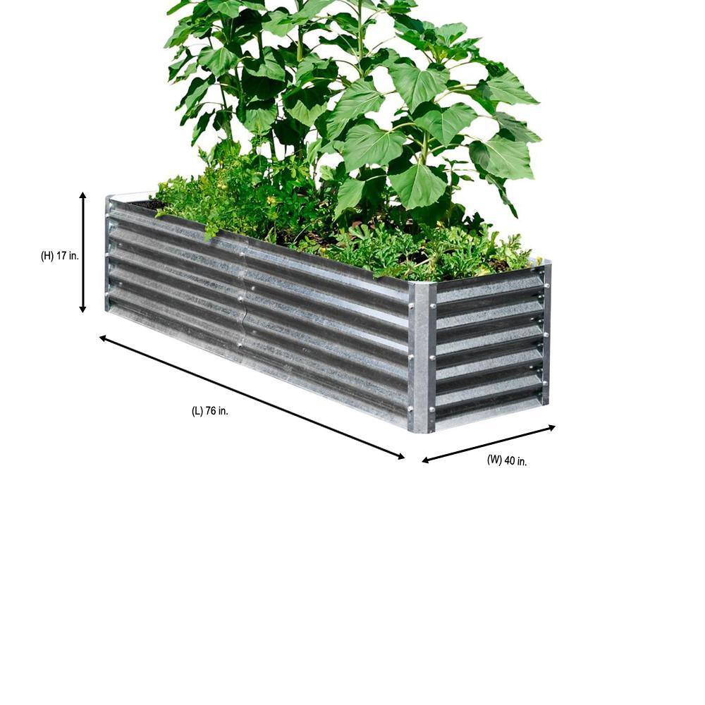 EarthMark Alto Series 40 in. x 76 in. x 17 in. Galvanized Metal Garden Bed Bundle MGB-HB46