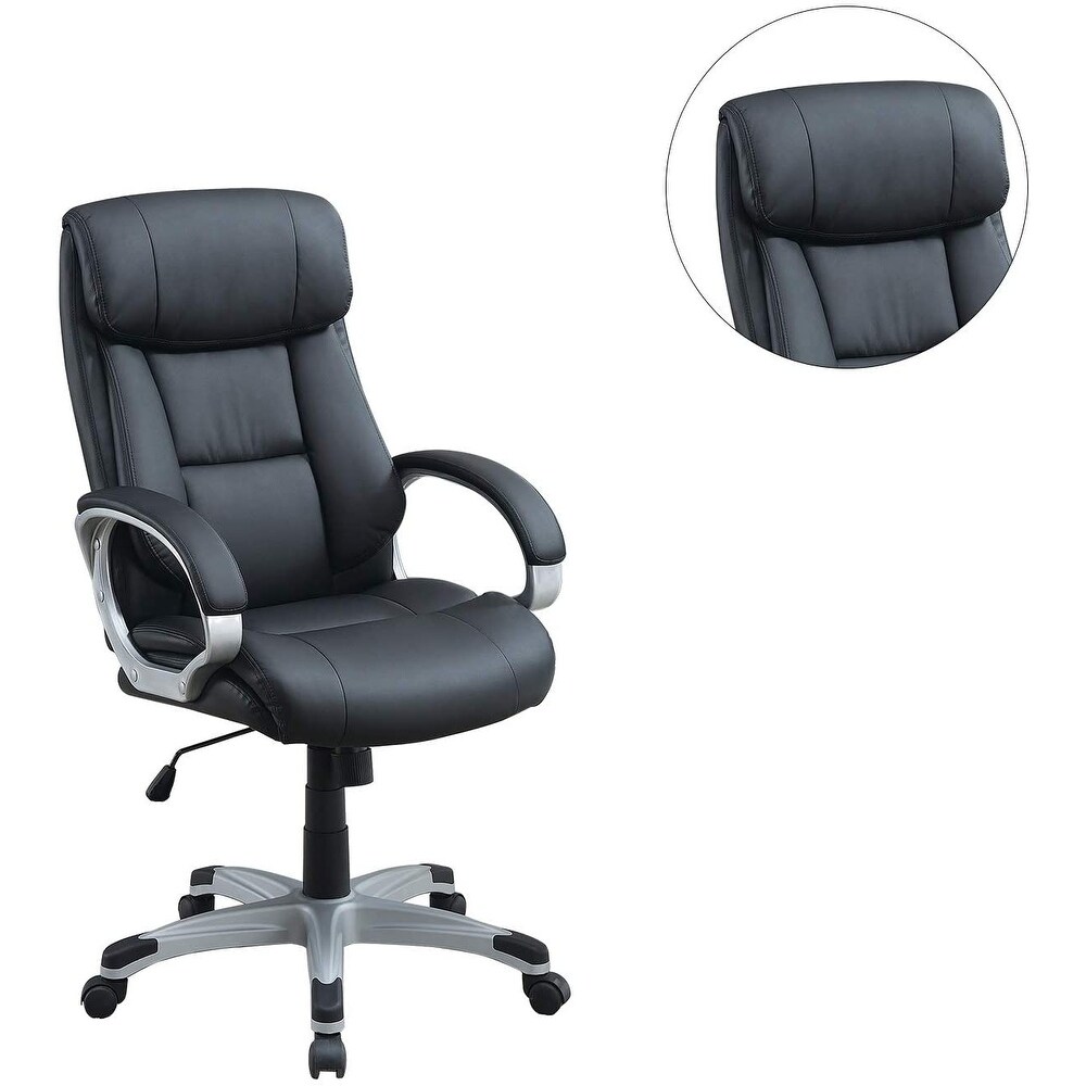 High Back Office Desk Chair  Ergonomic Executive Leather Chair with Lumbar Support Computer Task Chair with Armrest  Black