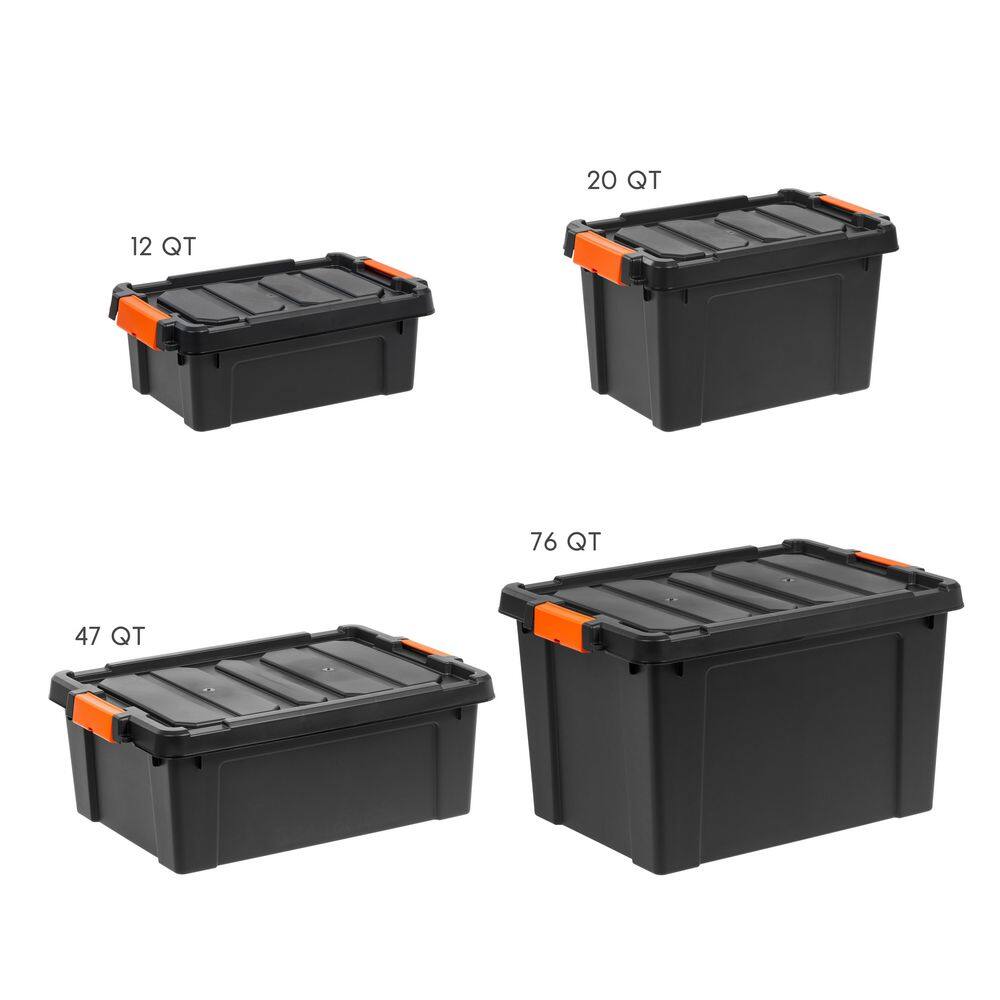 76 Qt. Heavy Duty Plastic Storage Box in Black 500216