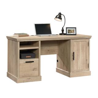 SAUDER Aspen Post 59.055 in. W Prime Oak Computer Desk with Cord Management 427030