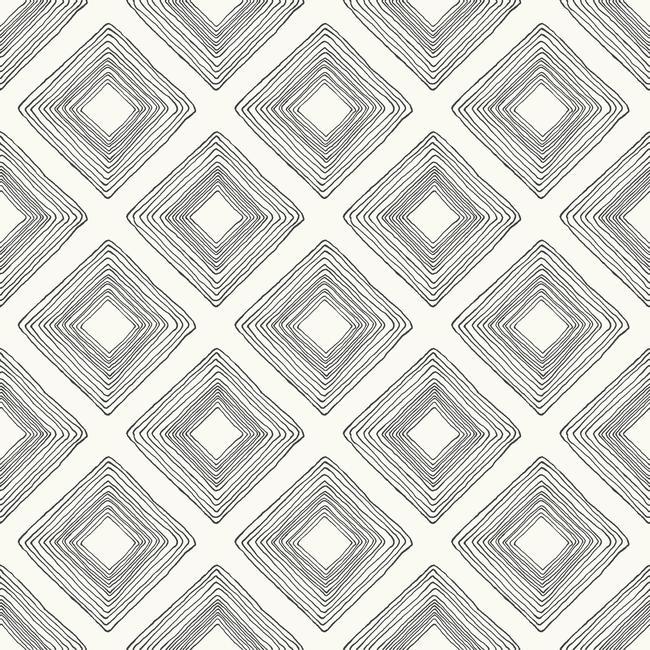 Sample Diamond Sketch Wallpaper in Black on White from Magnolia Home Vol. 2