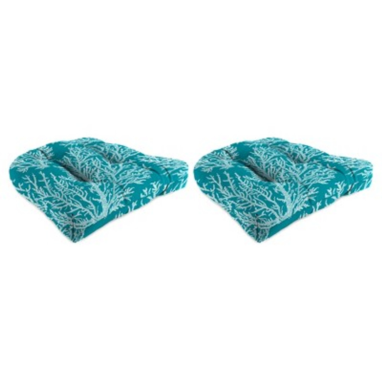 Outdoor Set Of 2 18 x 18 x 4 Wicker Chair Cushions In Seacoral Turquoise - Jordan Manufacturing