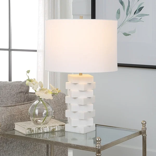 Uttermost Ascent White Geometric Table Lamp - 14 W x 23 H x 14 D (inches)