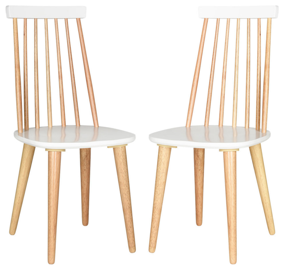 Cameo 17  x27 x27Spindle Side Chair  Set of 2  Natural/White   Midcentury   Dining Chairs   by Rustic Home Furniture Deco  Houzz