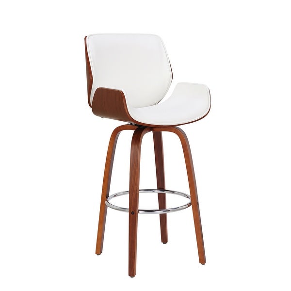 Porthos Home Miller Counter Stool， PU Leather， Wooden Seat And Legs