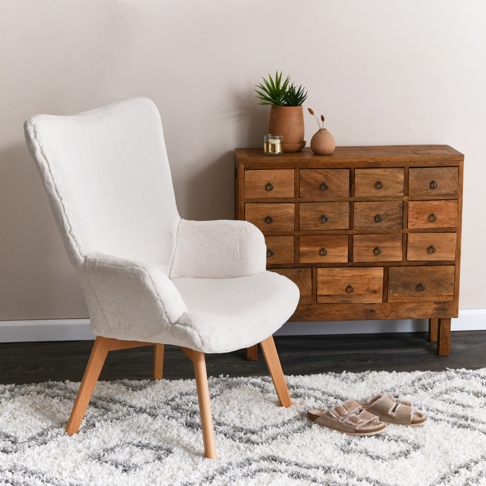 Napster Plush Wingback Chair   Midcentury   Armchairs And Accent Chairs   by Creative Co op  Houzz