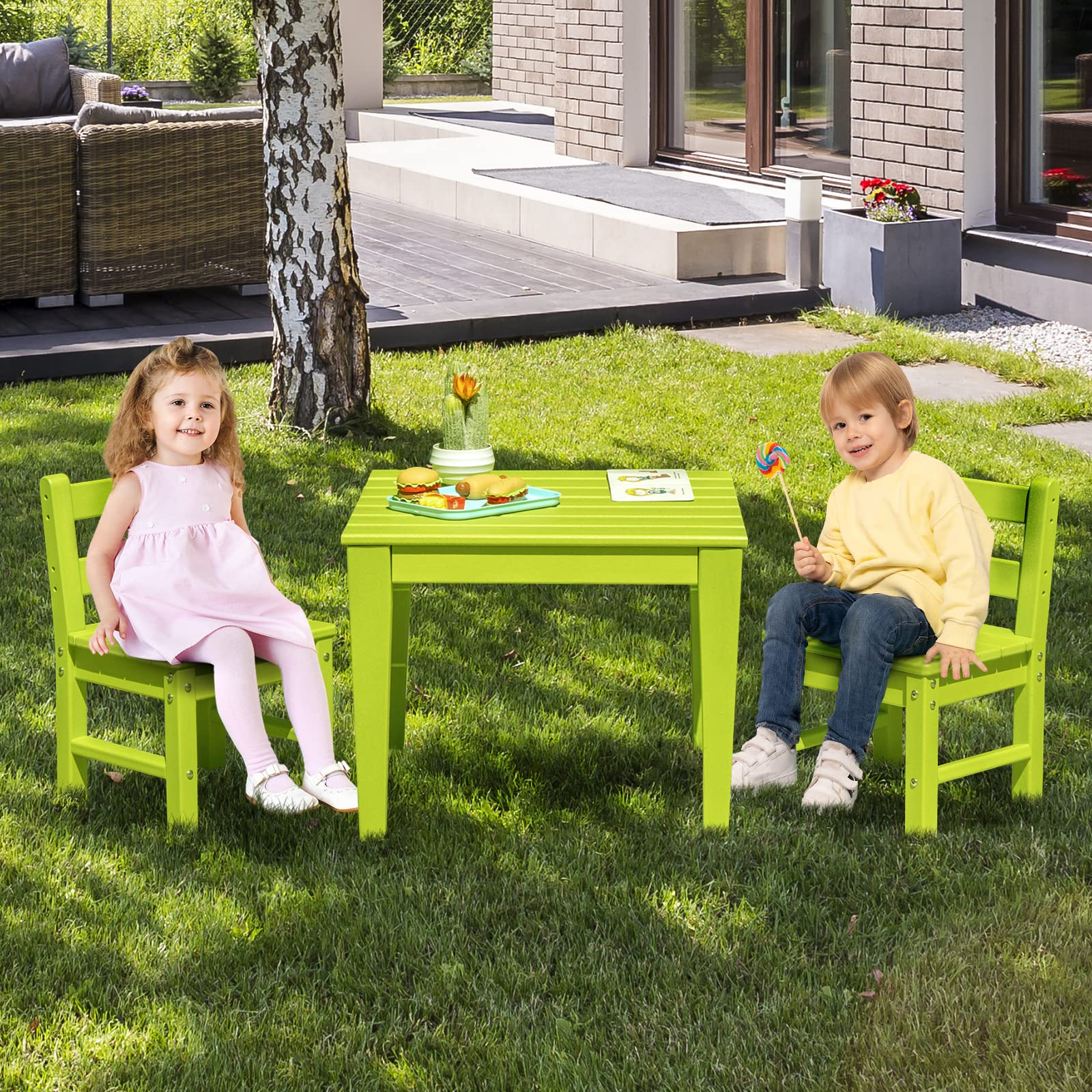 Costzon Kids Table and Chair Set, 3 Piece Toddler Table and Chair Set