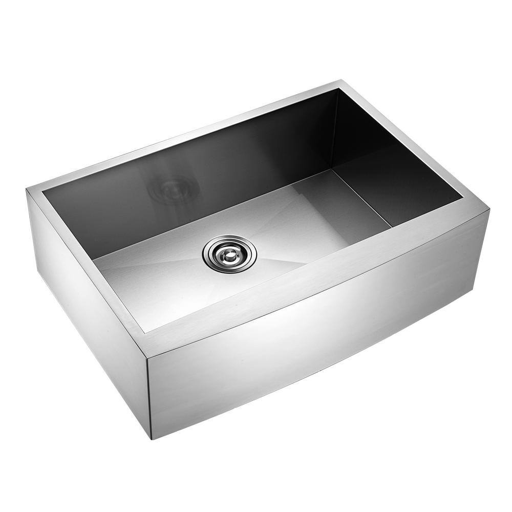 LUXIER Handmade Farmhouse Apron-Front Stainless Steel 30 in. Single Bowl Kitchen Sink AFS30-18Z