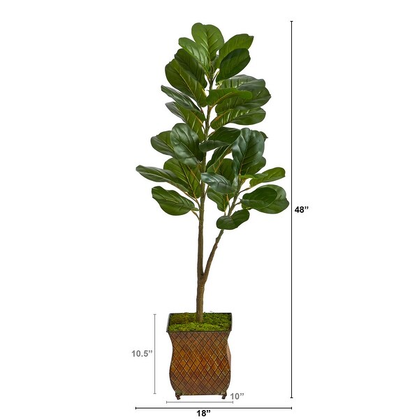 4' Fiddle Leaf Fig Artificial Tree in Metal Planter