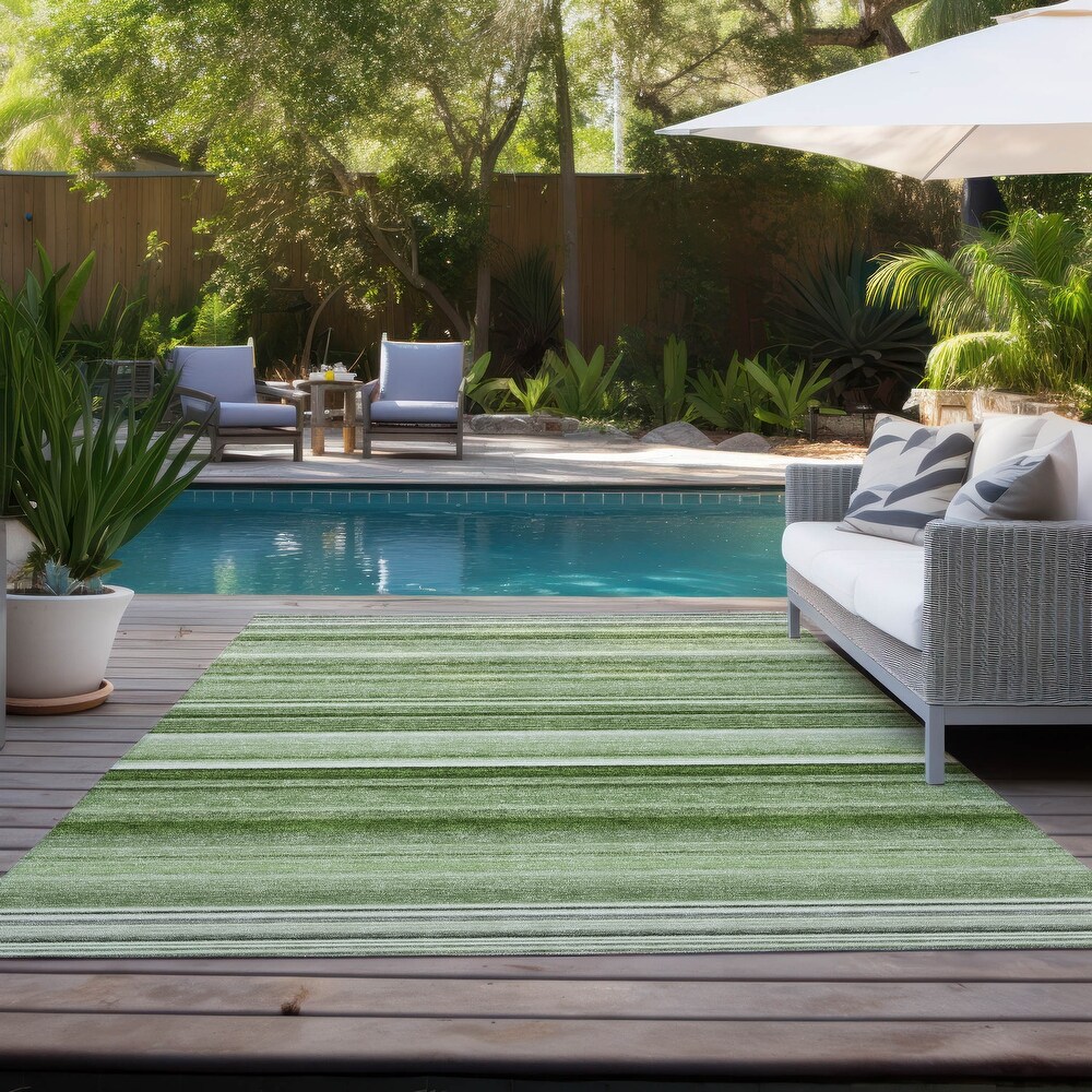 Machine Washable Indoor/ Outdoor Chantille Multi Stripe Rug