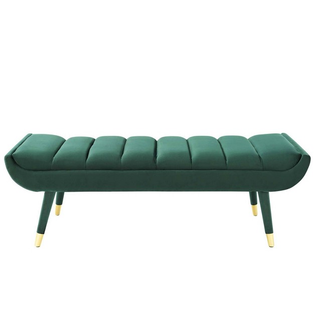 Guess Channel Tufted Performance Velvet Accent Bench Green Modway