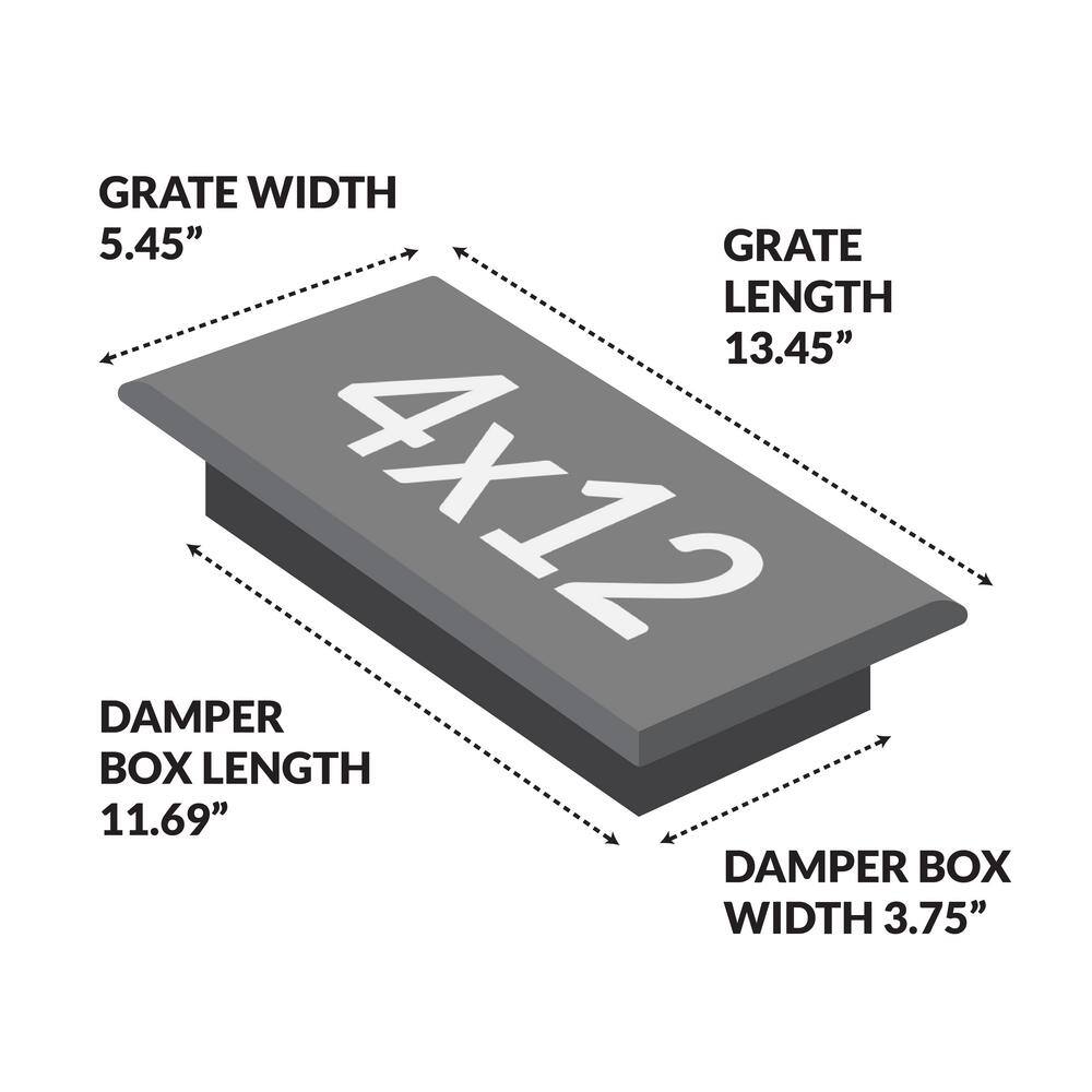 Decor Grates 4 in. x 12 in. Steel Floor Register with Damper Box ST412