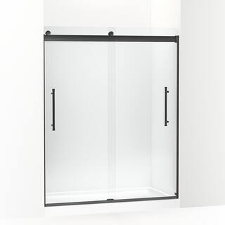 KOHLER Elmbrook 59.625 in. W x 73.5625 in. H Sliding Frameless Shower Door in Matte Black K-R706851-8L-BL