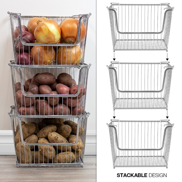 Sorbus Stackable Metal Storage Basket 6 Pack Silver