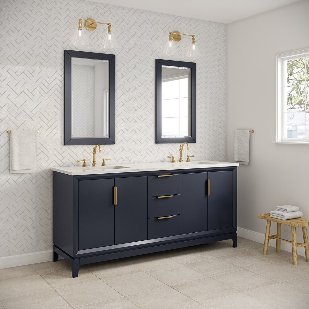 Elizabeth 72 Inch Double Sink Carrara White Marble Vanity