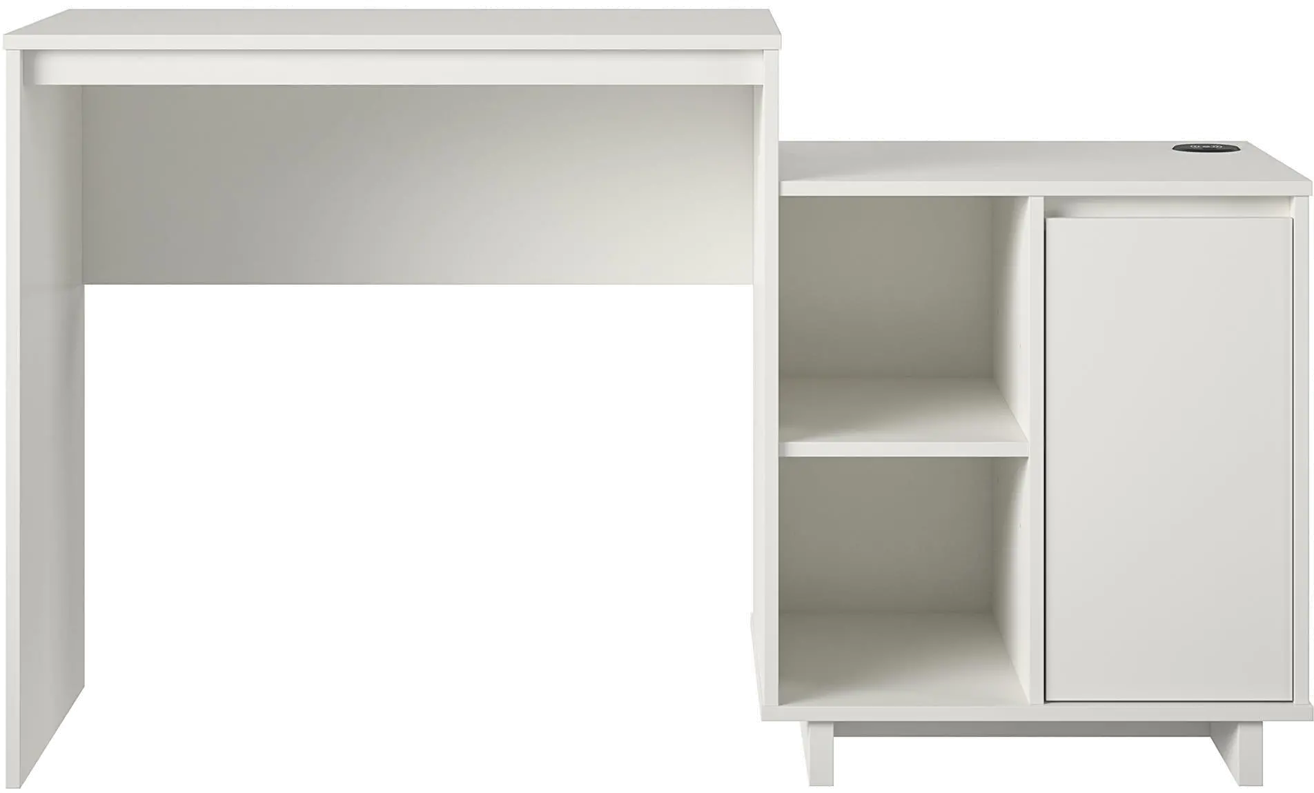 Ravelston White Computer Desk with Cabinet and Wireless Charging Port