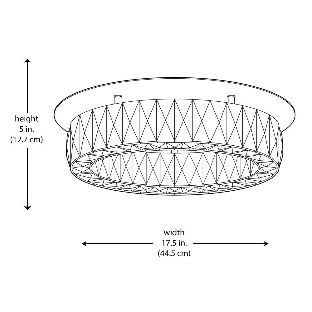 Home Decorators Collection Keighley 17.5 in. Integrated LED Chrome Flush Mount Ceiling Light Fixture with Crystal Shade CP 25117