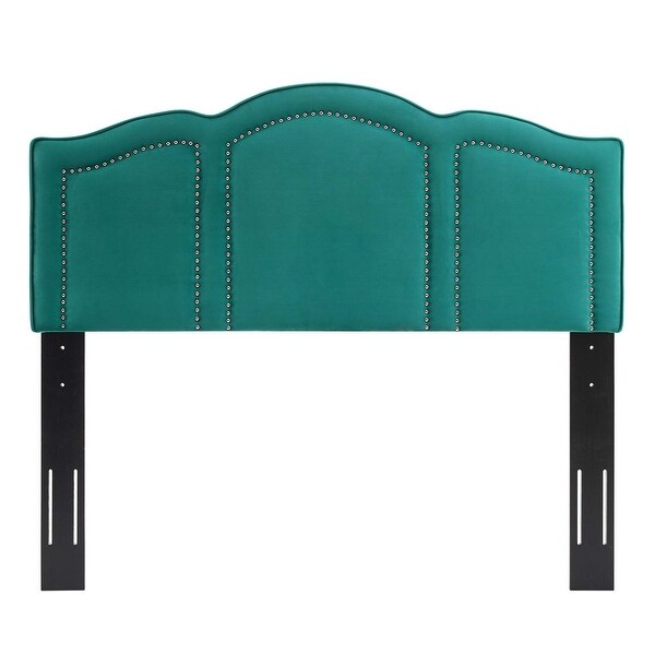 Augusta Green Velvet Upholstered Twin Size Headboard with Nailhead Trim - - 33121402