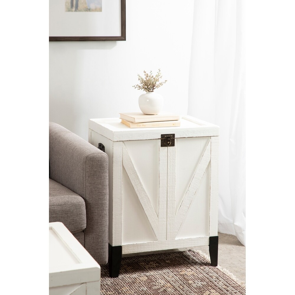 Kate and Laurel Cates Wood Side Table with Trunk Storage   21x27x15