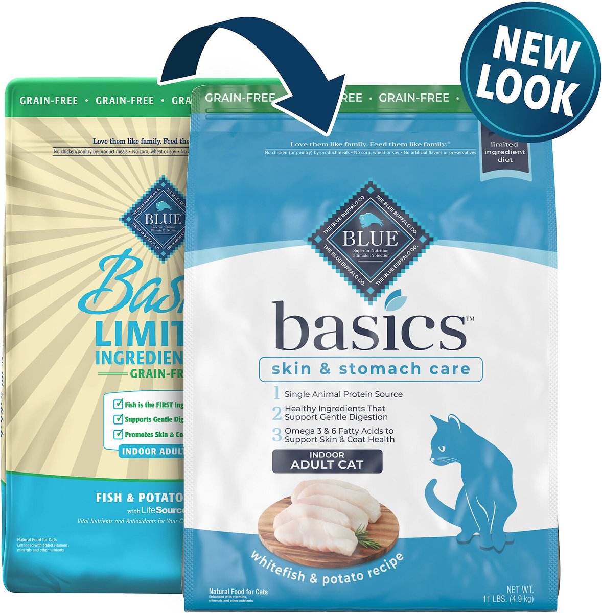 Blue Buffalo Basics Skin and Stomach Care Grain-Free Formula Fish and Potato Indoor Adult Dry Cat Food