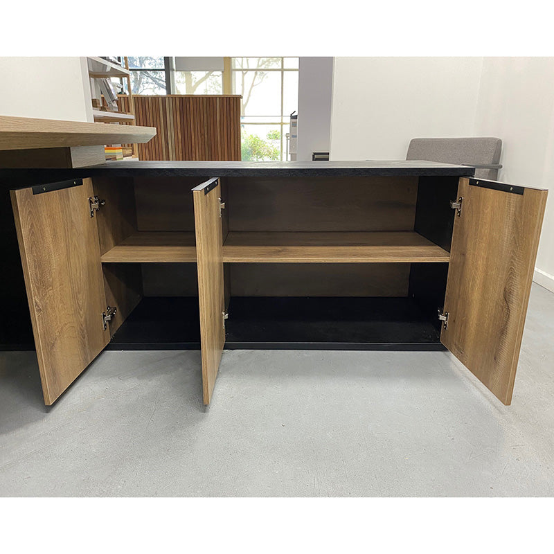 PHOENIX Executive Desk with Right Return 2.2M - Warm Oak & Black