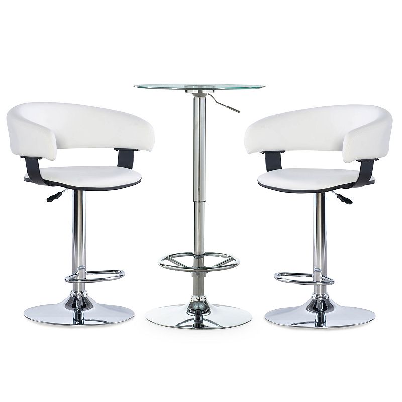 Linon Jenna Pub Table and Barrel Stool 3-piece Set