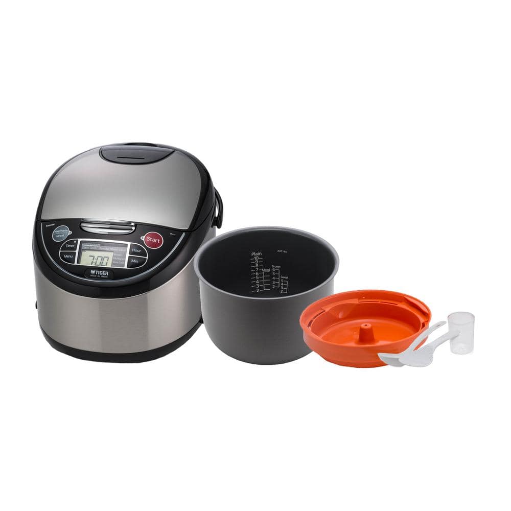 Tiger Corporation JAX-T, 10-Cup, Stainless Steel, Micom Rice Cooker and Food Steamer JAX-T18U