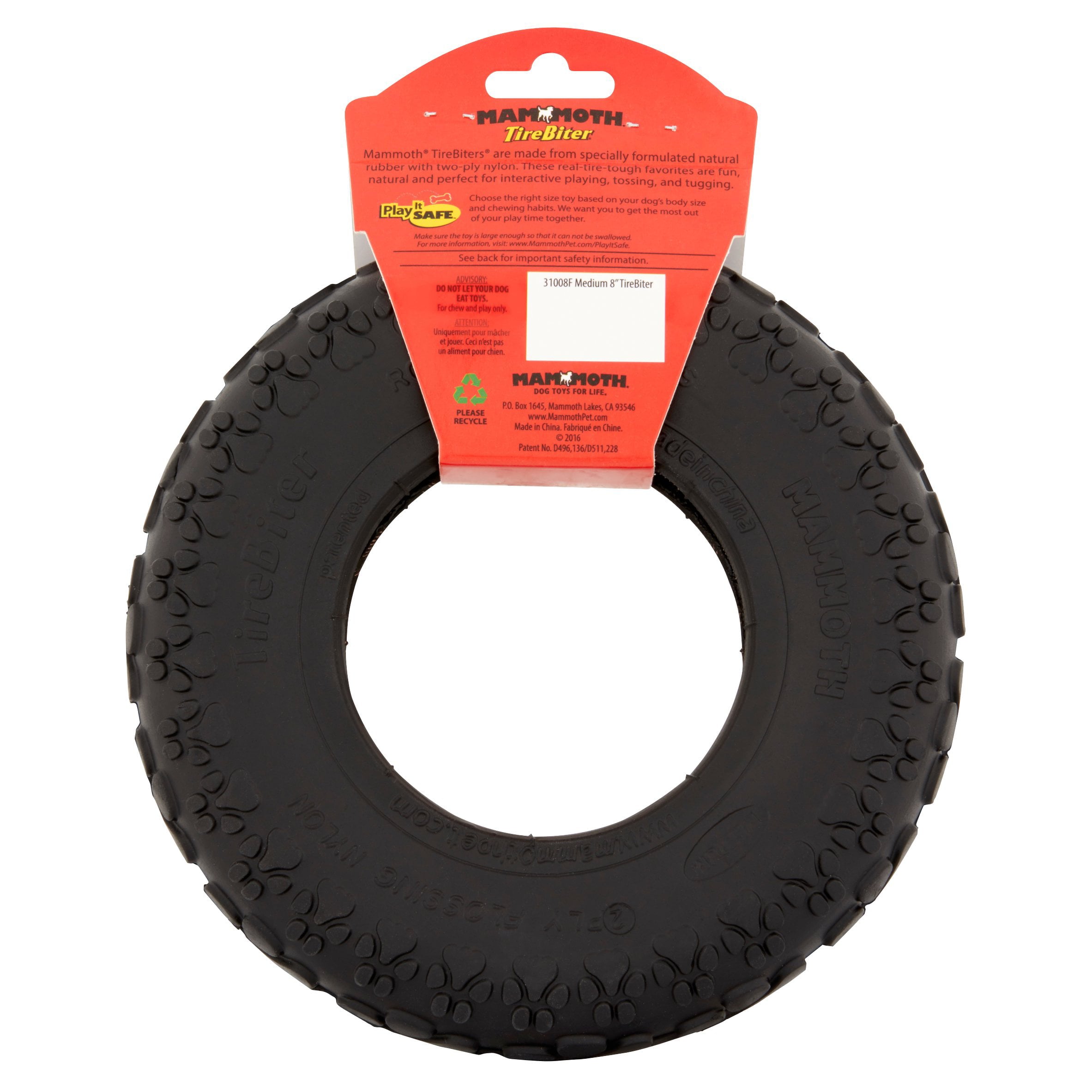 Mammoth TireBiter Rubber Tire Dog Toy， Medium， 8