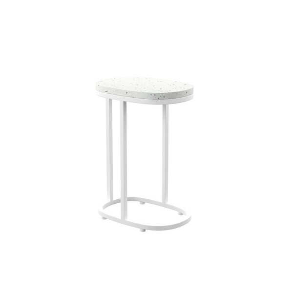 SEI Furniture Venido 2Piece White Stone Outdoor Nesting Side Tables