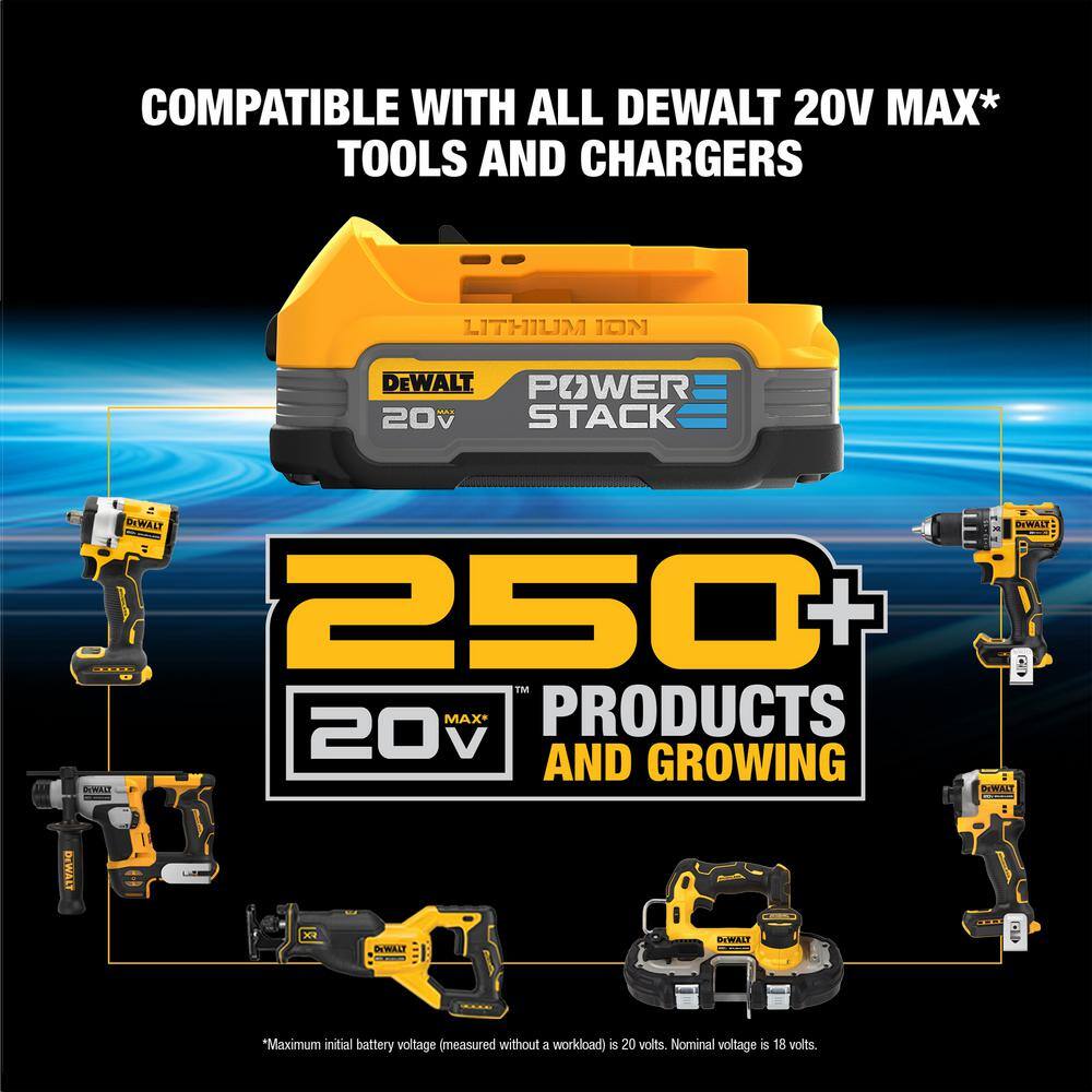 DW ATOMIC 20V MAX Brushless Oscillating Multi Tool and 20V MAX POWERSTACK Compact Battery Starter Kit DCS354BWP034C