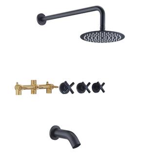 SUMERAIN Triple Handle 1-Spray Tub and Shower Faucet 7.92 GPM in Matte Black (Valve Included) S3231DI-HD