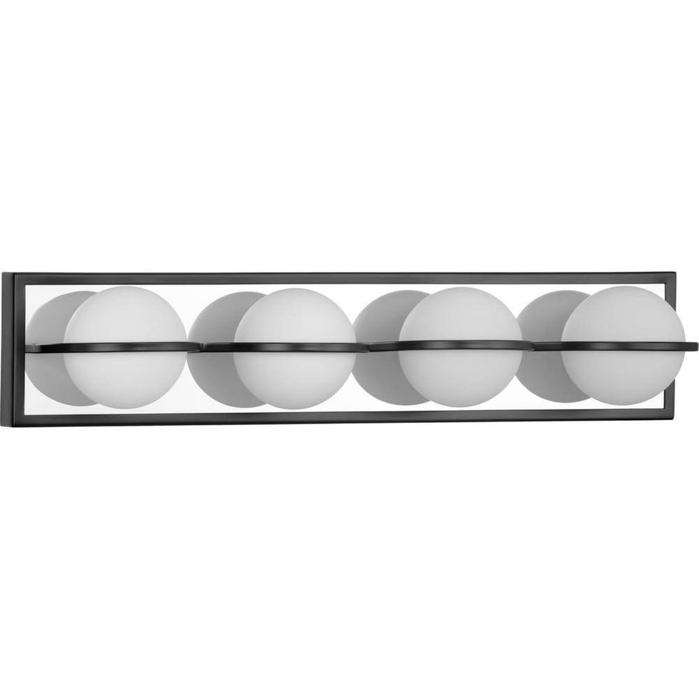 Progress Lighting Pearl LED Collection 4-Light Matte Black Opal Glass LED Modern Wall Light P300313-031-30