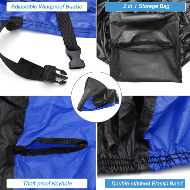 Unique Bargains Universal Waterproof 210d Outdoor 2 In 1 Motorcycle Cover Xxl Black Blue 1 Pc