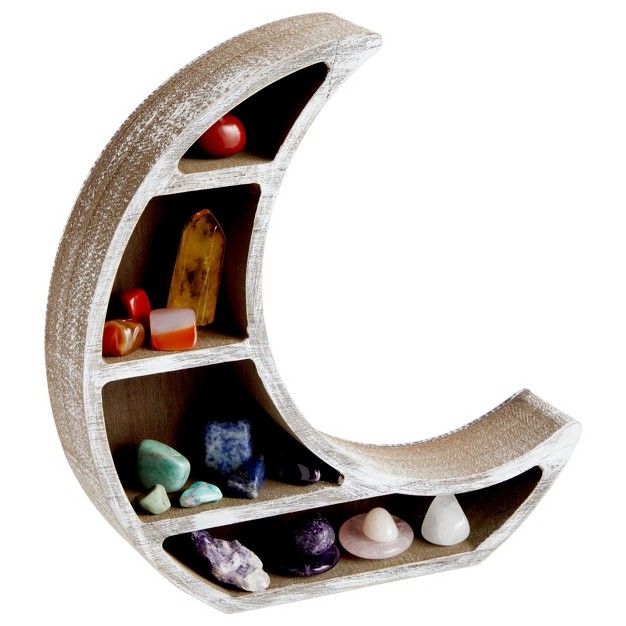 Farmlyn Creek Wooden Crescent Moon Shelf For Oils Crystals Healing Stones 10 X 10 2 X 2 In