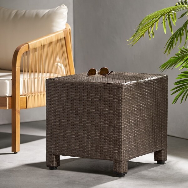 Clean Cube Shape Wicker Coffee Table