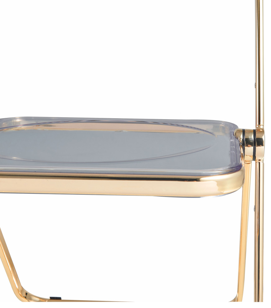 Lawrence Acrylic Folding Chair With Gold Frame Set of 2   Contemporary   Folding Chairs And Stools   by LeisureMod  Houzz