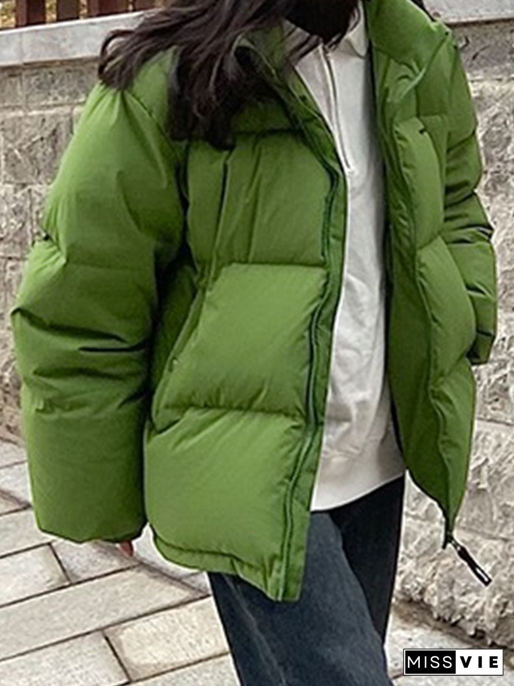 Solid Baggy Short Puffer Jacket