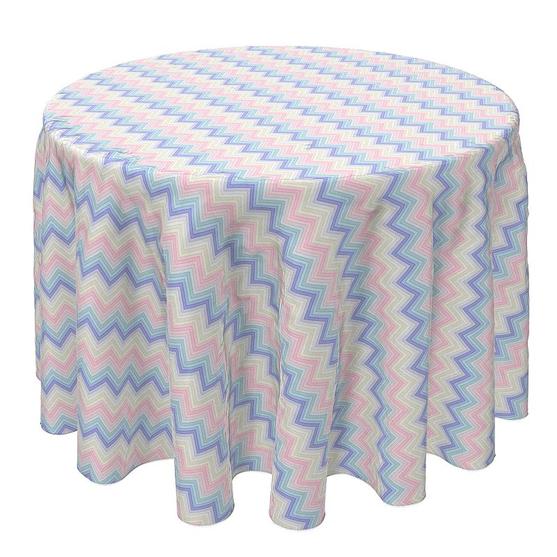 Round Tablecloth， 100% Cotton， 60 Round， Pastel Chevron