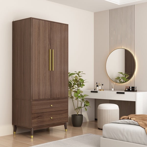 Wardrobe Closet Armoire with 2 Doors Wooden Clothes Storage Cabinet - - 36854163