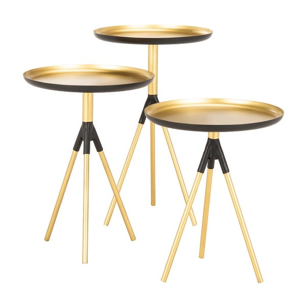 SAFAVIEH Talon Metal Side Table (Set Of 3) - Gold / Black