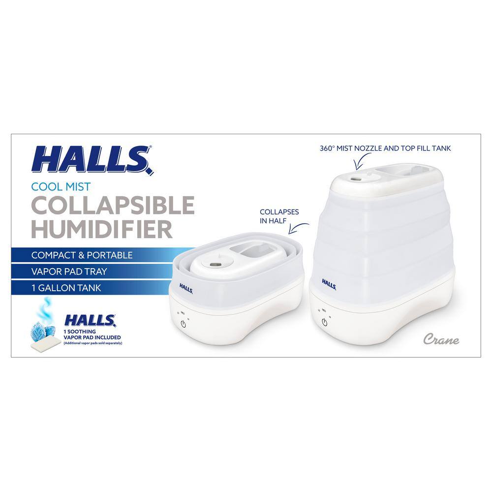 3.5 L1 Gal. Halls Collapsible Cool Mist Humidifier White EE-5958CWH